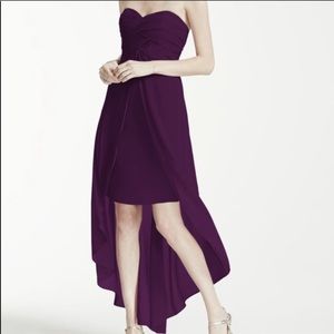 David’s Bridal Plum High Low Bridesmaid Dress